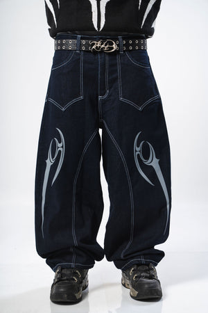 Barrel jeans azul corte curvo CHILL - denim streetwear hecho en colombia