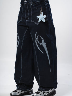 Barrel jeans azul corte curvo CHILL - denim streetwear hecho en colombia
