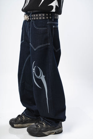 Barrel jeans azul corte curvo CHILL - denim streetwear hecho en colombia