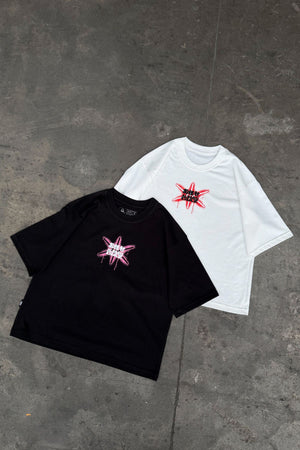 Camiseta Omakase CHILL oversize ivory — algodón peruano 250gr con estampado pulpo y kanjis japoneses en serigrafía rojo y negro, streetwear hecho en Colombia