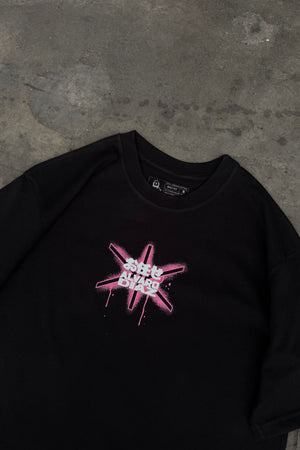 Camiseta Omakase CHILL oversize ivory — algodón peruano 250gr con estampado pulpo y kanjis japoneses en serigrafía rojo y negro, streetwear hecho en Colombia