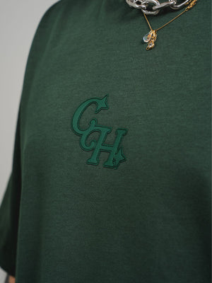 Camiseta Chill dinamita regular fit verde — algodón peruano 200gr con logo en relieve serigrafía tono sobre tono, streetwear minimalista hecho en Colombia