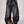 Jeans baggy CHILL negro washed — denim con bordes deshilachados curvos y bordado tribal, streetwear hecho en Colombia
