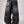 Jeans baggy CHILL negro washed — denim con bordes deshilachados curvos y bordado tribal, streetwear hecho en Colombia