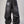 Jeans baggy CHILL negro washed — denim con bordes deshilachados curvos y bordado tribal, streetwear hecho en Colombia