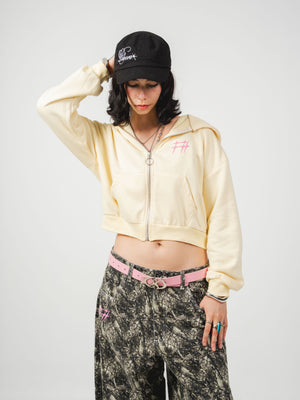 Hoodie con cierre Faith CHILL vinotinto cropped 330gr — algodón con logo Chill script en serigrafía, hoodie femenino streetwear hecho en Colombia