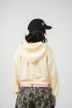 Hoodie con cierre Faith CHILL vinotinto cropped 330gr — algodón con logo Chill script en serigrafía, hoodie femenino streetwear hecho en Colombia