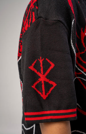 Polo tejido CHILL boxy fit negro berserk — streetwear gótico hecho en Colombia