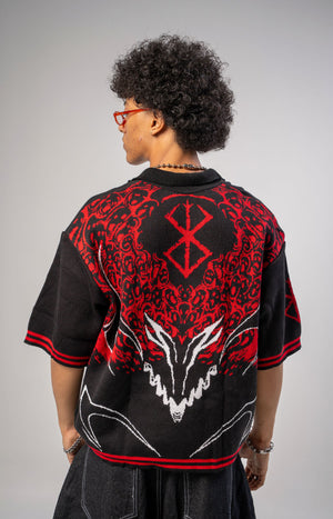 Polo tejido CHILL boxy fit negro berserk — streetwear gótico hecho en Colombia