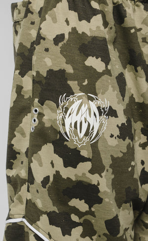 Sudadera Camo CHILL verde baggy — algodón con ribetes blancos y bordado tribal, streetwear hecho en Colombia